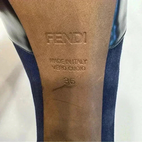 Fendi leather and suede midnight navy pumps/ heels excellent! Sz EU 36 U… - Picture 7 of 12